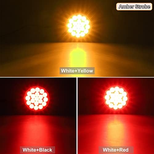 פרטסאם 2 יחידות 4 אינץ ' עגול אדום עצור הפעל אורות זנב לאורות מהבהבים ענבר ערכת 19 דיודות עם לולאות גומי ו -3 צמות