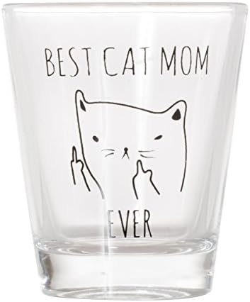 הטוב ביותר חתול אמא אי פעם-מצחיק חתול מתנות, חתול ירה זכוכית, מצחיק אמצע אצבע חתול שוטגלאס