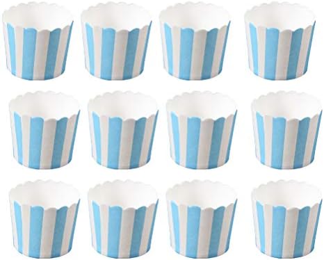 50 יחידות כחול ולבן פסים נייר כוס עטיפות הקאפקייקס אפיית אריזת כוס הקאפקייקס כוסות