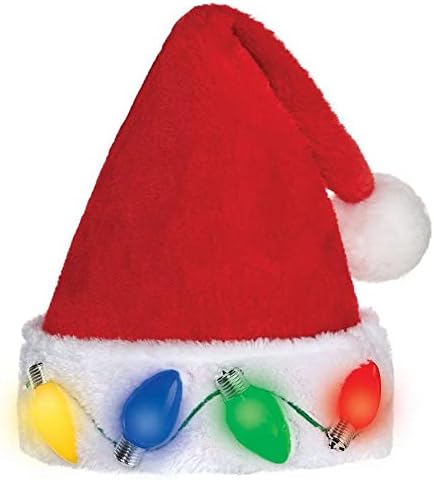 PMU לחג המולד האלים כובע סנטה עם נורות רטרו ג'מבו, PKG סטנדרטי/1