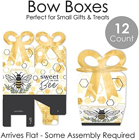 נקודה גדולה של אושר דבורה קטנה - קופסאות מתנה מרובעות - מקלחת לתינוקות או קופסאות קשת מסיבת יום הולדת - סט