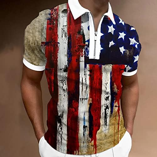 חולצות פולו דגל אמריקאי לגברים 4 ביולי חולצות טי פטריוטיות