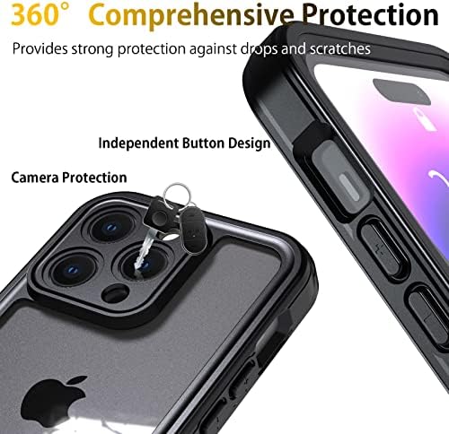 iPhone 14 Pro Case אטום למים, אנטי-סקרץ ', אטום הלם בגוף מלא, אטום אבק, אנטי-סטאין, מארז טלפון