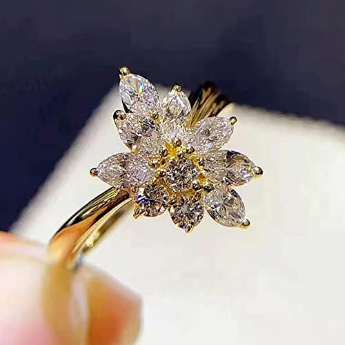 גברים טבעות אופנה קטן טרי זהב יצירתי פרח מיקרו סט זירקון תכשיטי יום הולדת מתנת הצעת כלה טבעת