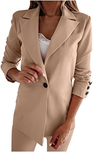 נשים מקרית ארוך שרוול טרייל מוצק צבע רזה בכושר עבודה משרד פתוח מול בלייזר מעיל הלבשה עליונה חולצות