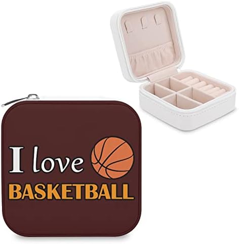 אני אוהב כדורסל תכשיטי תיבת עור מפוצל קטן נסיעות תכשיטי מקרה אחסון מחזיק ארגונית עבור שרשרת עגילי טבעות