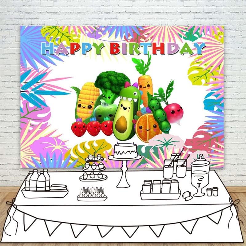 היי דוב חושי פירות יום הולדת רקע 5 על 3 רגל יום הולדת שמח פירות וירקות יום הולדת באנר לילדים ספקי