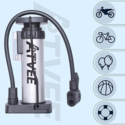 משאבת אופניים של Atvee, משאבת רצפת אופניים ניידת עם דוושה ללא החלקה ופרסטה תואמת ושסתום שרדר, משאבת רצפת אופניים