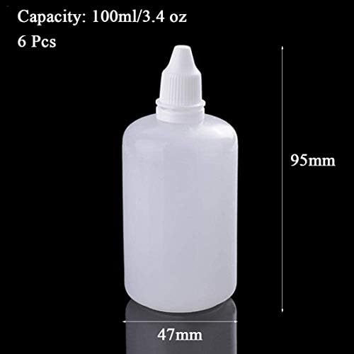 אופווין 6 יחידות בקבוק טפטפת פלסטיק, 100 מ ל / 3.4 עוז בקבוקי פה קטנים עם כובע לבן בקבוקי טיפה נוזליים סחיטים
