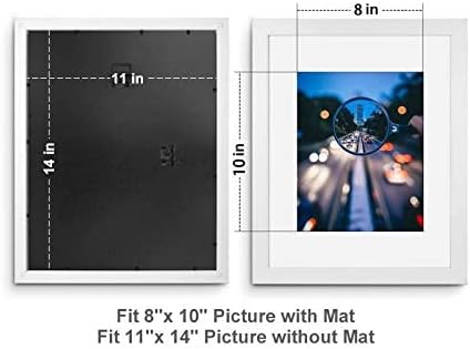 Idecorlife לבן 11x14 מסגרת תמונה של 2 של 2, עשויה מזכוכית בהגדרה גבוהה עבור 8x10 עם מחצלת או 11x14