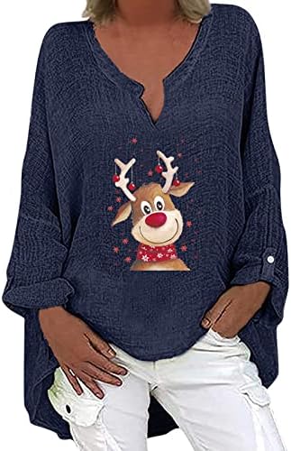 אייאסו נשים ארוך שרוול גדול חולצות חורף חולצה קל משקל טוניקת חג המולד חולצות רפוי חולצות מודפס עולה