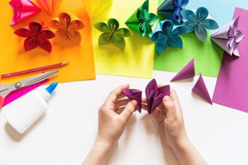 נייר אוריגמי אוריפופ דו צדדי-200 גיליונות ב-20 צבעים למלאכה - נייר מרובע צבעוני בגודל 6 על 6 אינץ ' לילדים,
