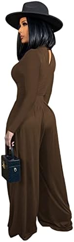 ערכות סתיו נשים 2 תלבושות עם שרוול ארוך שרוול מוצק שני חתיכות סטים סטים בגד גוף קפלים חליפות מכנסי