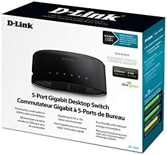 מתג אתרנט D-Link, 5-Port Gigabit Plug n Play Compact Design מתג שולחן עבודה ללא מאוורר, שחור