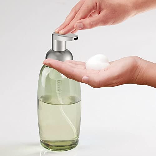 מתקן לסבון יד קצף זכוכית למילוי חוזר - מיכל בקבוק משאבת סבון קצף לדלפק אמבטיה-מתקן לסבון קצף דקורטיבי - אוסף מאלוי-כרום