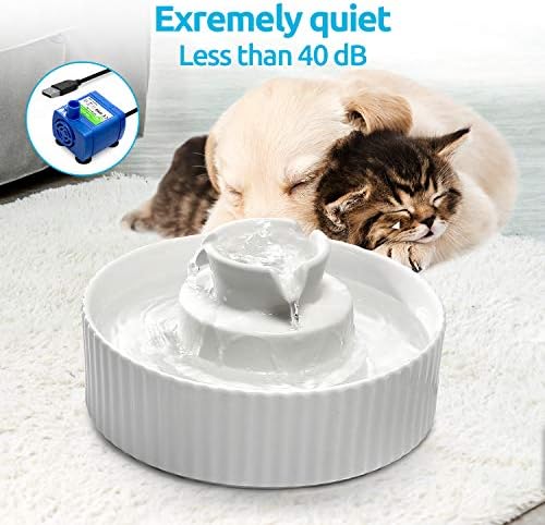 מזרקת חתול קרמית וינדוקס 360, מזרקת שתייה לחיות מחמד 2.1 ליטר לחתול וכלב, מזרקת חתול פורצלן, מתקן מים לחתולים
