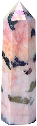 טבע טבעי ורוד זברה אבן גביש נקודת אלקטרו-רוזה מרפאת אבן ריפוי אנרגיה לבנה קוורץ קישוט ביתי רייקי מגדל מגרש