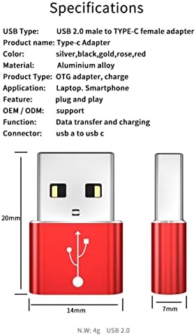 מתאם גלי תיבה התואם ל- yolo liv yolobox mini-usb-a to c portchanger, USB Type-C OTG USB-A המרת