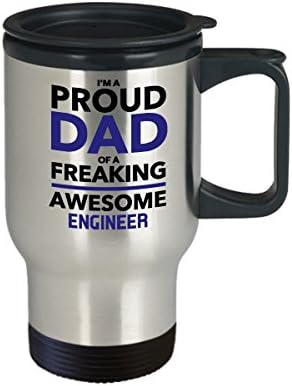ספל קפה נסיעות מהנדס - אבא גאה למהנדס מדהים ומפחרר - מתנה ליום אבות לאבא - כוס פלדה חסרת סטיין
