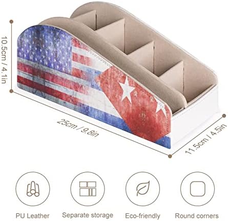 רטרו ארהב קובה דגל עור מפוצל בקרת אחסון תיבת רב תפקודי שולחן עבודה ארגונית עבור טלוויזיה מרחוק מחזיקי