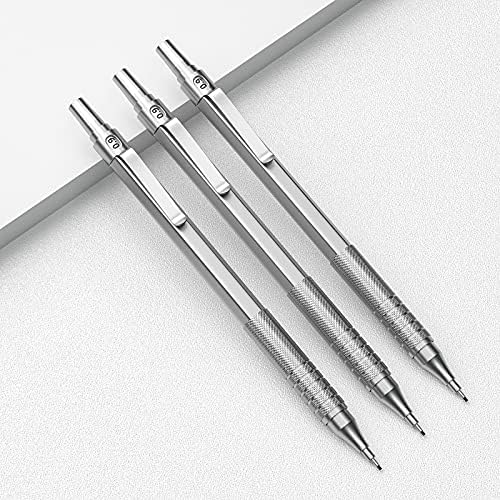 ניקפרו מתכת 0.9 ממ עפרונות מכניים שנקבעו עם מקרה, עם עפרון ניסוח של 39 ממ, 6 צינורות עופרת Hb, מחיקת