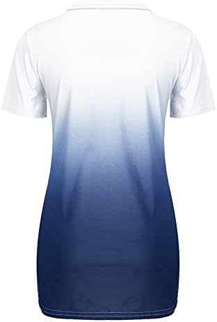 חולצת טריקו של צבע שיפוע אופנה של אילוגו לנשים שרוול קצר חולצות צווארון V רופפות טי-חולצת טוניקה חולצות
