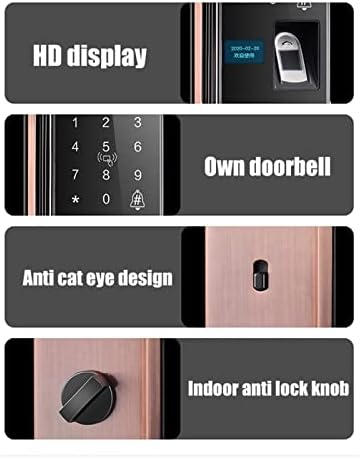 מנעול טביעות אצבע חשמלי Quvy דיגיטל דיגיטלי בית חכם דלת אבטחה סיסמה מרחוק+NFC+מקש+כרטיס מגנטי+טביעת