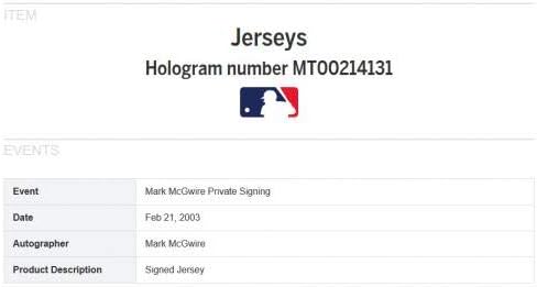 מארק מקגווייר חתם על רולינגס אותנטית קרדינלים ג'רזי שטיינר MLB COA LE 1/250 - גופיות MLB עם חתימה