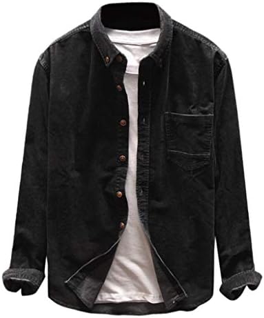 חולצות קורדרוי לגברים של ווקאצ'י, כפתור אופנה קפיצי מטה צווארון צווארון צווארון שרוול ארוך חולצה