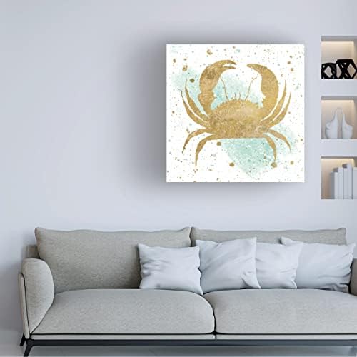 סימן מסחרי אמנות 'סילבר ים חיי סרטן אקווה סרטן' באמנות קנבס מאת תיק תפוחים פראי
