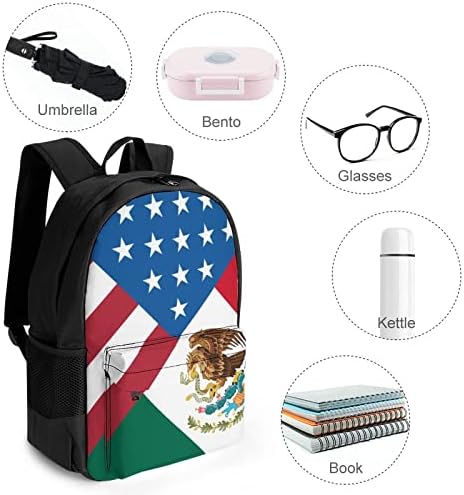 דגל מקסיקני אמריקאי קז'ן נייד תיק כתף תיק כתף לטיולים עם כיסים לגברים נשים