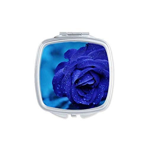 כהה כחול ורדים פרחי אמנות דקו מתנת אופנה מראה נייד קומפקטי כיס איפור כפול צדדי זכוכית