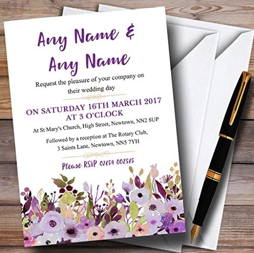 Lilac & Purple Peonies הזמנות לחתונה בהתאמה אישית
