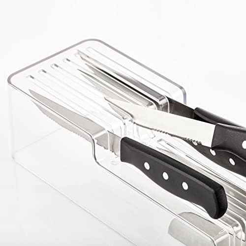 עיצוב דו -שכבי דו -שכבי בלוק סכין מגשרות - אחסון ומארגן לסכינים - מחזיק עד 12 סכינים - למגירות מטבח - ברור
