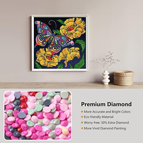 ערכת ציור אמנות יהלום של Behrmymy Butterfly למבוגרים, DIY 5D צבע מיוחד בצורת קידוח חלקי עם תכשיט יהלום נלאים