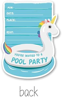 הזמנות למסיבת בריכת שחייה עם מעטפות, 20 הבריכה של בריכה הזמנות חד קרן יום הולדת מסיבת מקלחת לתינוקות מזמינה מעידים