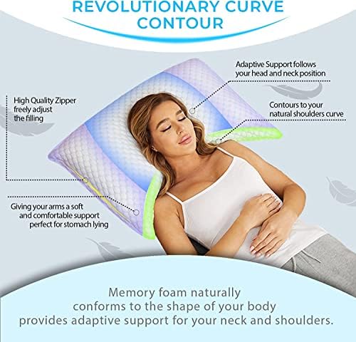 כרית שינה צדדית לצוואר וכתף הקלה על כאבי - זיכרון קירור מתכוונן כריות מיטות קצף לשינה - גב וכתף תמיכה בכרית עם