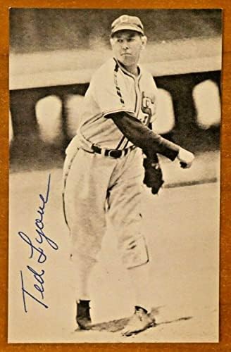 טד ליונס חתום על גלויה בתצלום בייסבול 3.5 x 5.5 - תמונות MLB עם חתימה