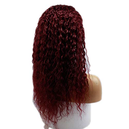 גל עמוק 99 ג ' יין אדום צבע תחרה מול שיער טבעי פאות ברזילאי רמי שיער טבעי מראש-קטף טבעי קו שיער מלא תחרה