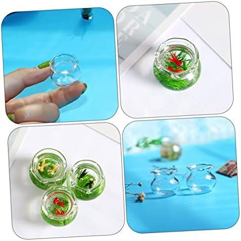 בית בובה צעצועים מיכל דגים טנק חממה דקור זכוכית זכוכית מיניאטורית אביזרי שולחן קערות פלסטי