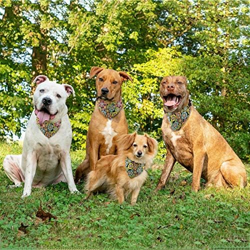 כלב בנדנה מנדלה בוהמיה פרחים צווארון כלבים משולש כלב צעיף כלב מתכוונן ליבני כלבים לגורים קטנים בינוניים