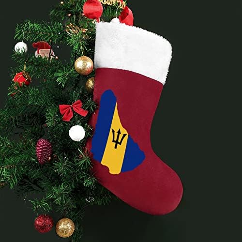 מפת דגל ברבדוס חג המולד תלויה גרב סנטה חמוד גרב לקישוטי עץ חג המולד מתנות קישוטים