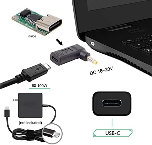 Chenyang CY USB 3.1 סוג C USB-C ל- DC 4.0x1.7 ממ מתאם PD Emulator Trigger 90 מעלות זווית