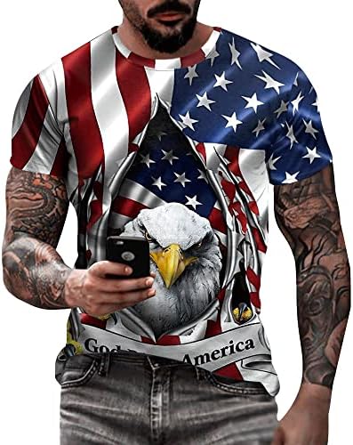 דגל ארהב אמריקני לגברים חולצות טריקו פטריוטיות ארהב הנשר 4 ביולי אמריקה יום העצמאות יום שרוול קצר חולצות