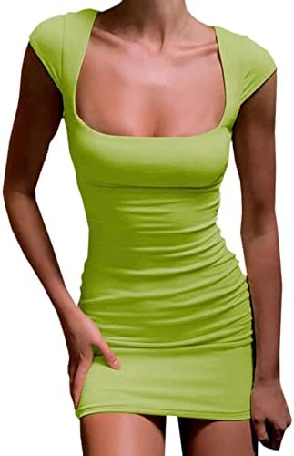 שמלת נדנדה קצר נשים בגד גוף קצר מיני שמלה קצר שרוול מוצק צבע חלול החוצה קיץ עמוק בתוספת גודל מקסי