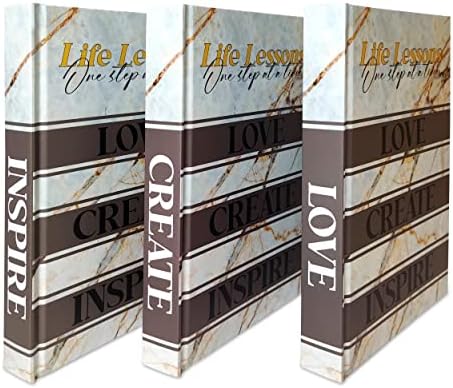 זוקאל דקורטיבי ספר דקור-סט כולל 3 קשה כיסוי ספרים עם אהבה ליצור השראה ציטוט, מעוטר עם חוט וחרוזים פו עלה. רעיון
