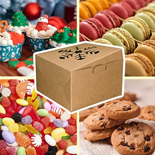 קופסאות עוגיות חג המולד של בוראמדו 24 יח', קופסאות מתנה של מיכל עוגיות קראפט עם חלון, קופסאות אריזה ואריזה של מאפייה