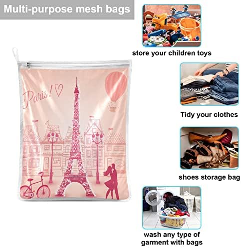 פריז אהבת מגדל רשת כביסה שקיות עבור מכונת לשטוף גדול בגדי כביסה נסיעות ארגונית רשת לשטוף תיק