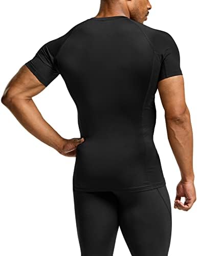 TSLA 1 או 3 חבילות UPF 50+ מהירות מהירות של חולצות דחיסה של שרוול קצר יבש, חולצת אימון אתלטית,