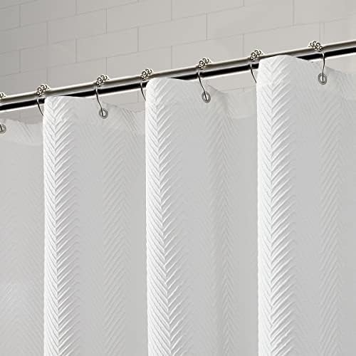 סט וילון מקלחת לבן אוטומטי, וילונות מקלחת מובלטים תלת מימדיים לחדר אמבטיה, וילונות אמבטיה אטומים למים עם